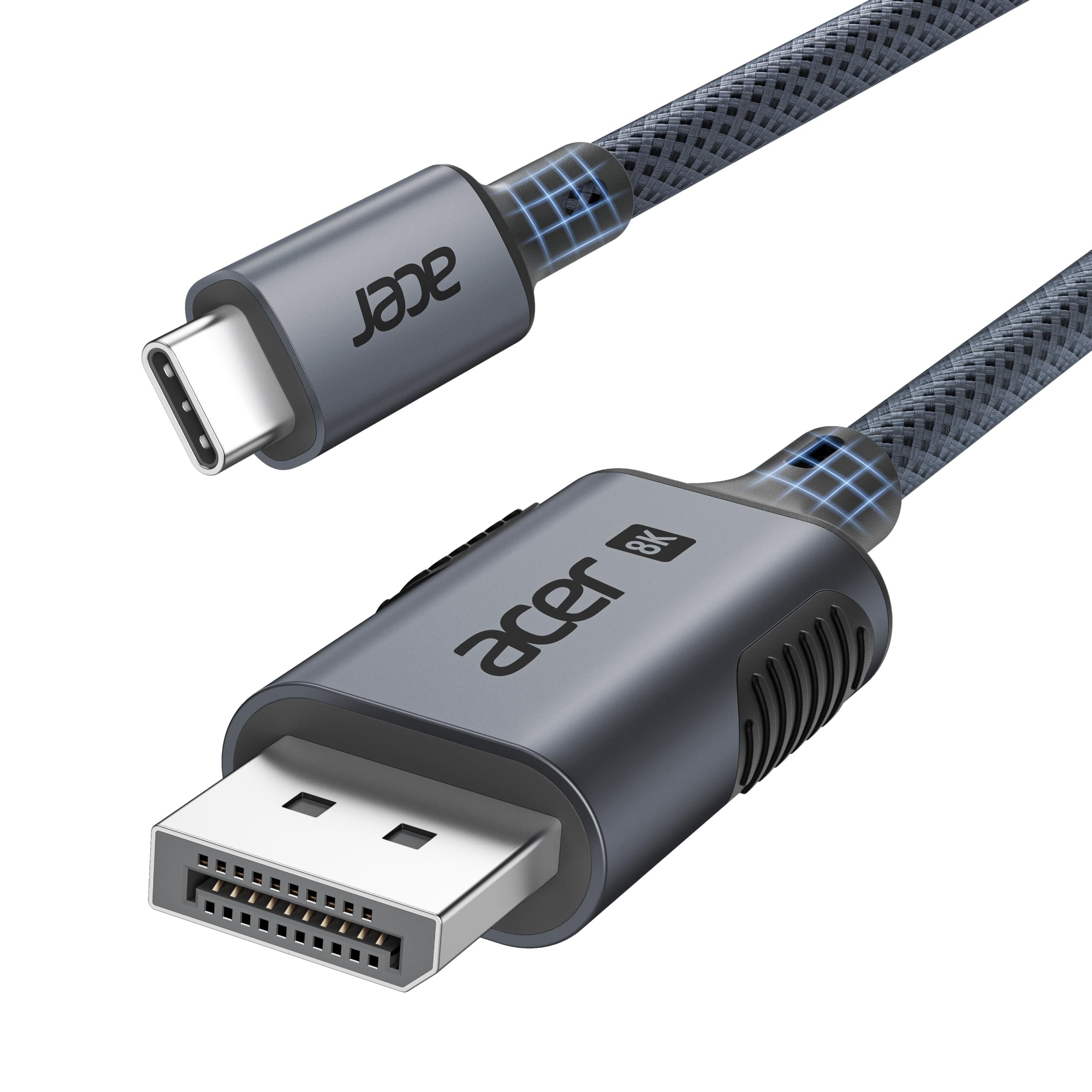 Acer USB C auf Displayport Kabel (8K@60Hz, 4K@240Hz), Typ-C Thunderbolt 3/4/5 auf DP 1.4 (HDR, MST, FreeSync), kompatibel mit MacBook Pro M5,Mac mini M4,iPad Pro/Air,iMac,iPhone 17,XPS,Galaxy S26.-2m