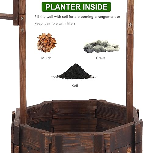 Miniatura 5 de Outvita Maceta de madera con cubo de altura ajustable y techo triangular para jardín decoración de patio patio decoración ornamental del hogar