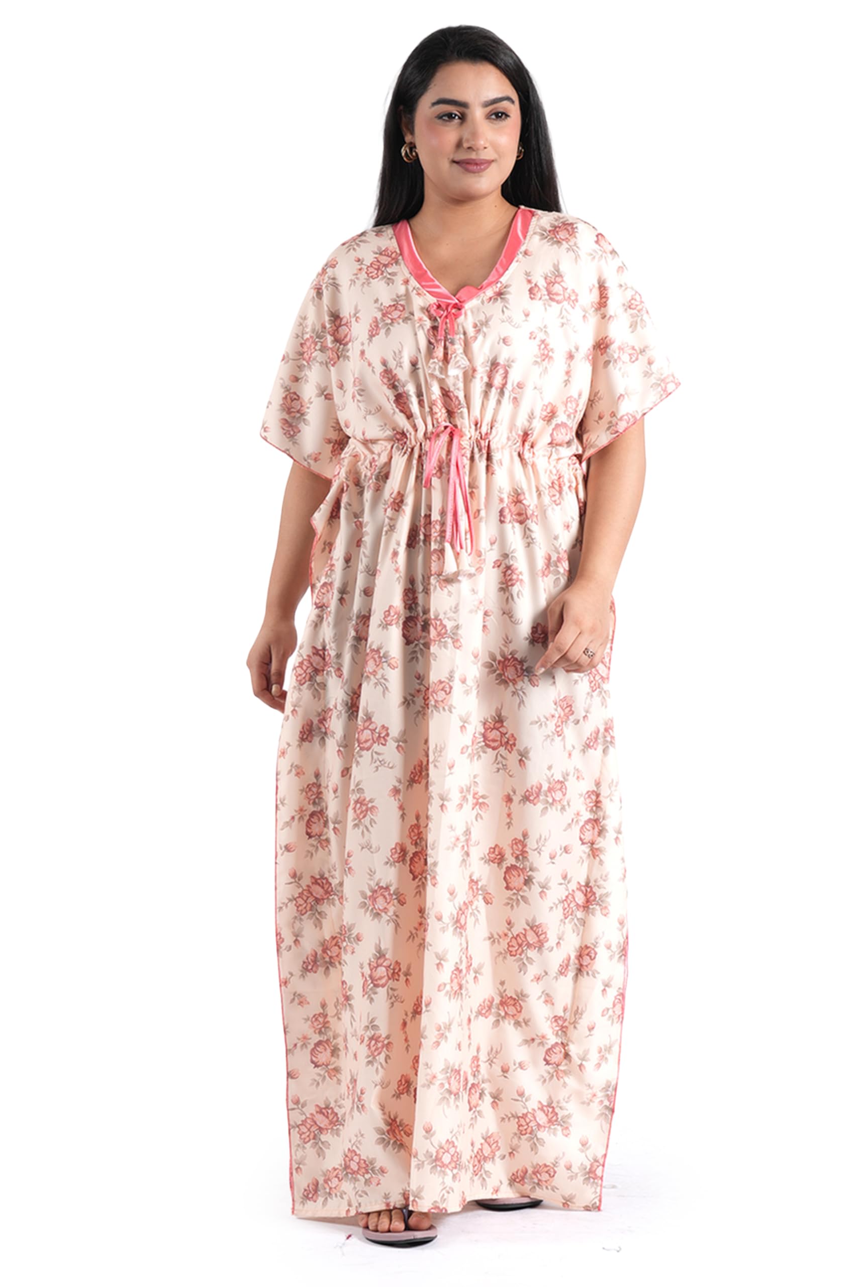 Polina Women's All Over Printed Cotton Blend Flower Printed Kaftan, Nighty, Maxi, Nightgown Article No-205-picture-39