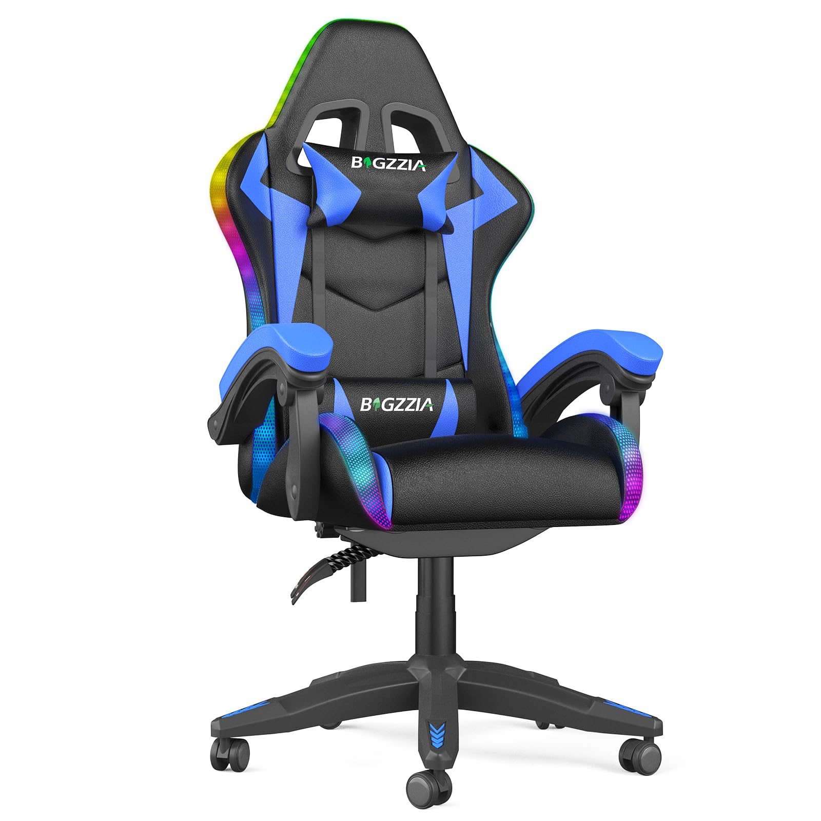 Racingreat Ergonomischer Gaming Chair mit Kopfstütze Lendenstütze (Grau) | PC Stuhl, Zocker Stuhl, Höhenverstellbar, 90°–135° Neigungswinkel, Gaming, Büro, Pause, Kinder, Jugendliche, Erwachsene