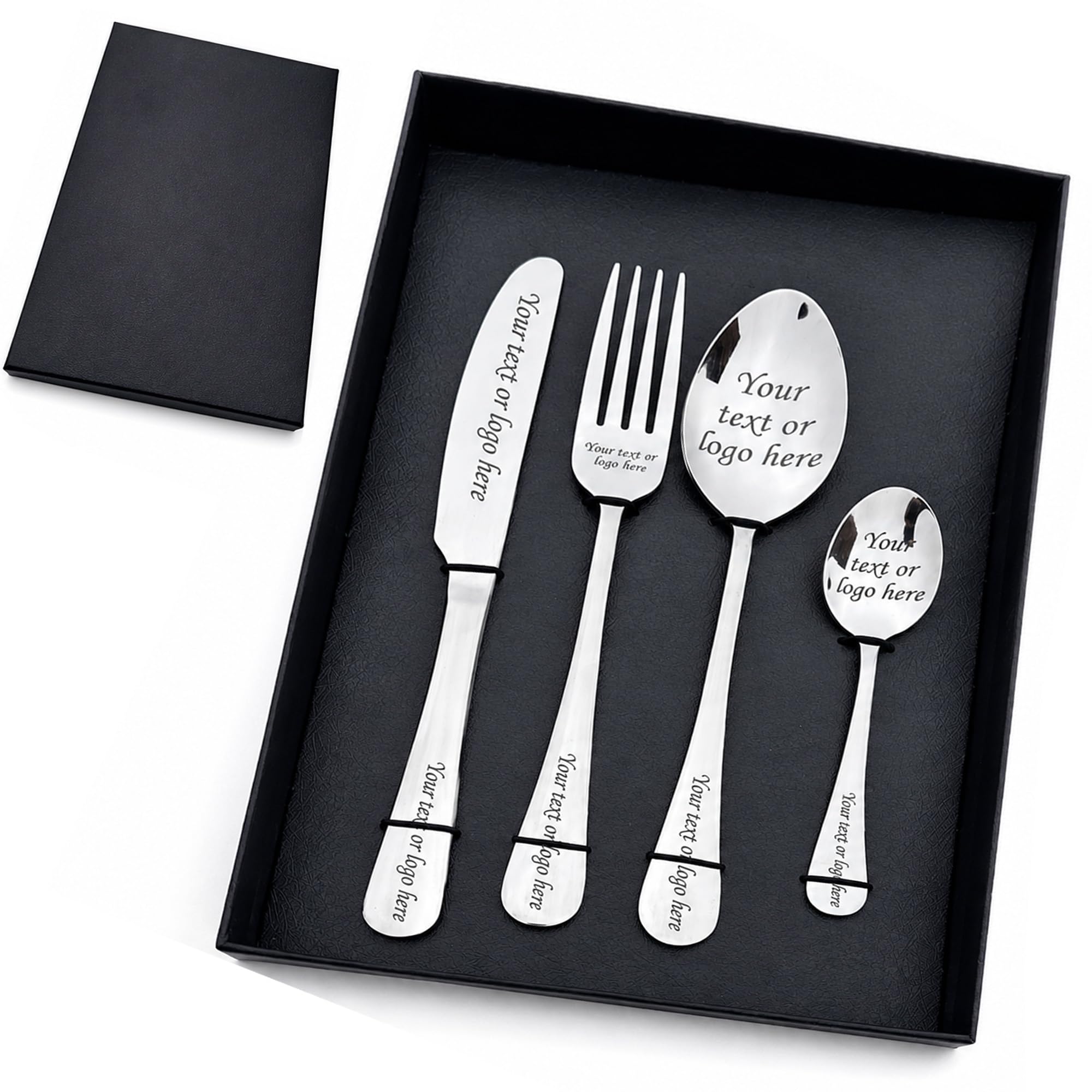 Personalised Adult Cutlery Set, Customized Stainless Steel Fork Knife Spoon and Teaspoon, Personalised Gift for Adults, Custom Mixed Cutlery Set, Engraved Kitchen Gift