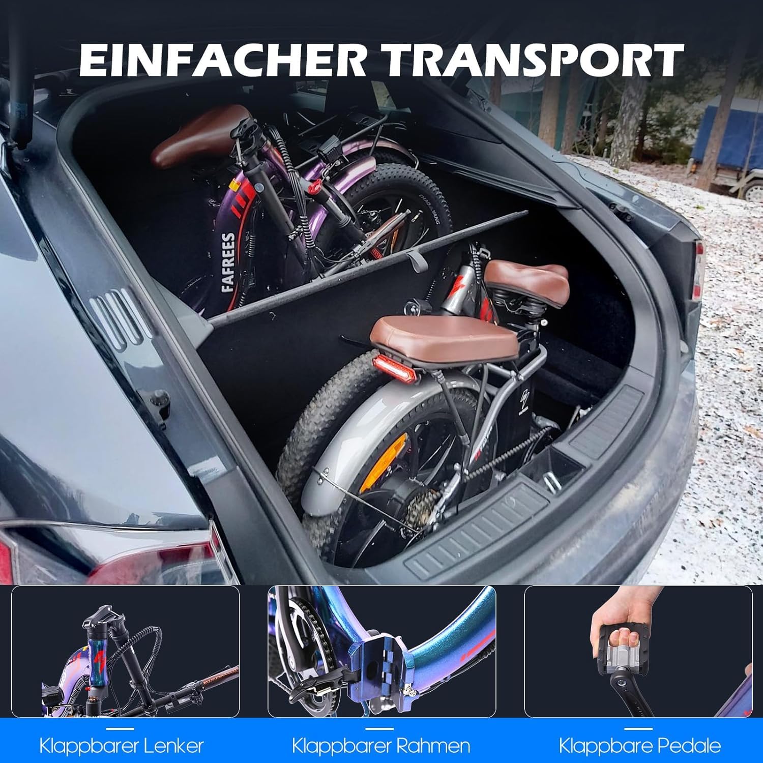 Fafrees F20 PRO E-Bike Klapprad Elektrofahrrad 20 Zoll Fatbike, 250W Motor 36V 20AH Akku, 20 * 3,0 Zoll Mountainbike Elektrofahrrad 40 Nm