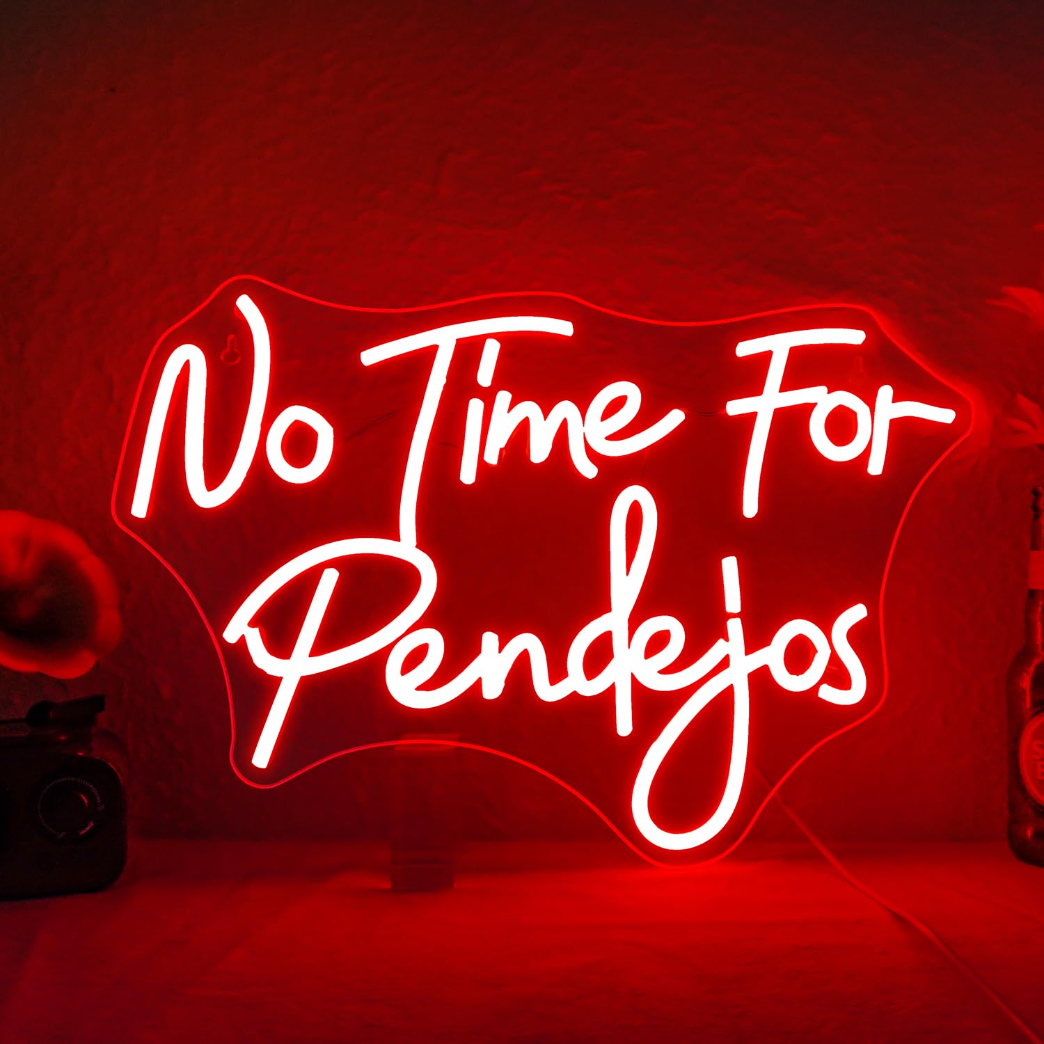 No Time for Pendejos Neon Sign Dimmable LED Light Up Sign Wall Decor Red