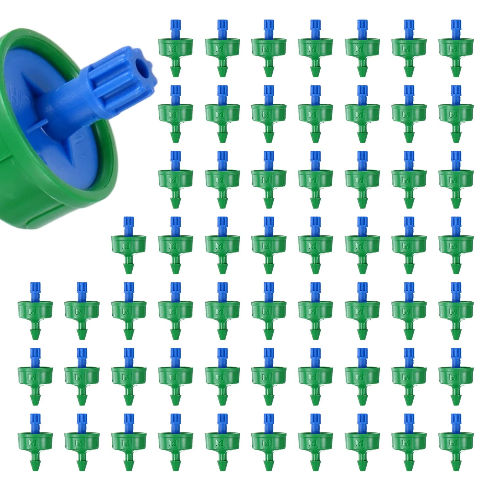 M METERXITY 60-Pack 0.5 GPH Pressure Compensating Drippers, Blue/Green