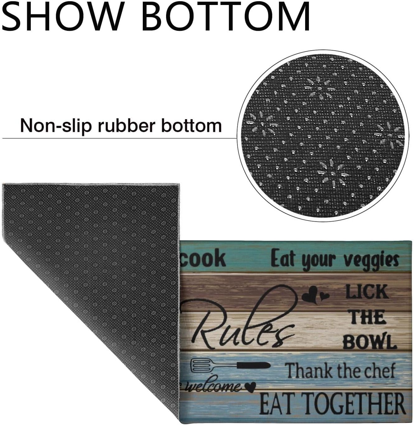 Farmhouse Kitchen Rug Sets of 2 Piece Non Slip Kitchen Rugs and Mats Washable Kitchen Mats for Kitchen Floor Mat Carpet Runner Rugs for Hallway Laundry Decor 17"x30"+17"x47"
