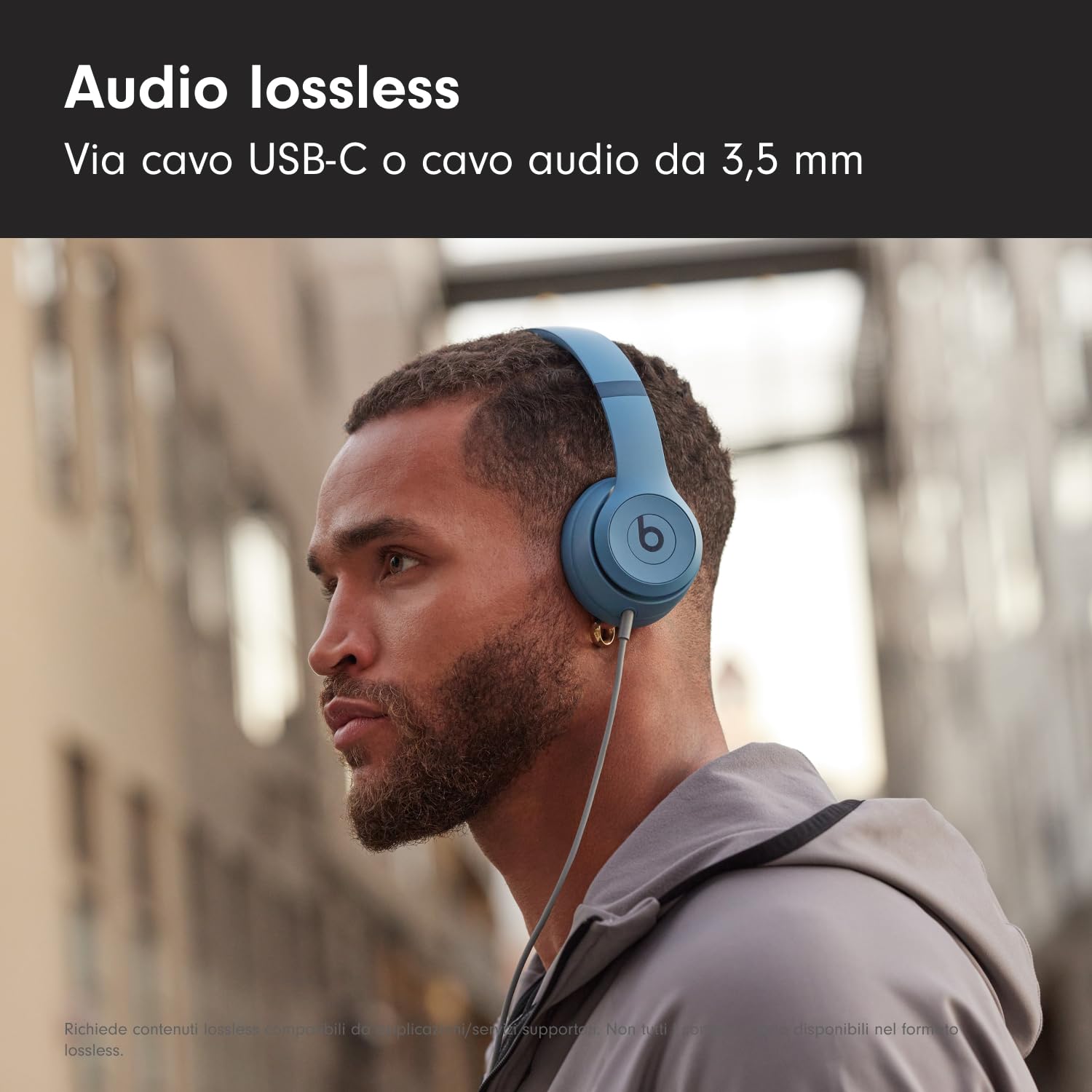 Beats Solo 4 - Cuffie wireless bluetooth on-ear, compatibili con Apple e Android, fino a 50 ore di autonomia - Blu ardesia