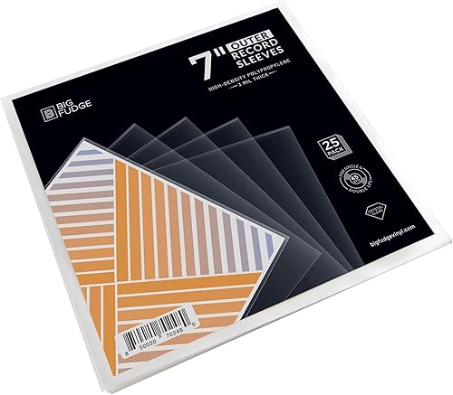 Vista 3 de BIG FUDGE 25 fundas exteriores para discos de vinilo de 7 pulgadas, duraderas y sin arrugas, transparentes y hechas de polipropileno de alta