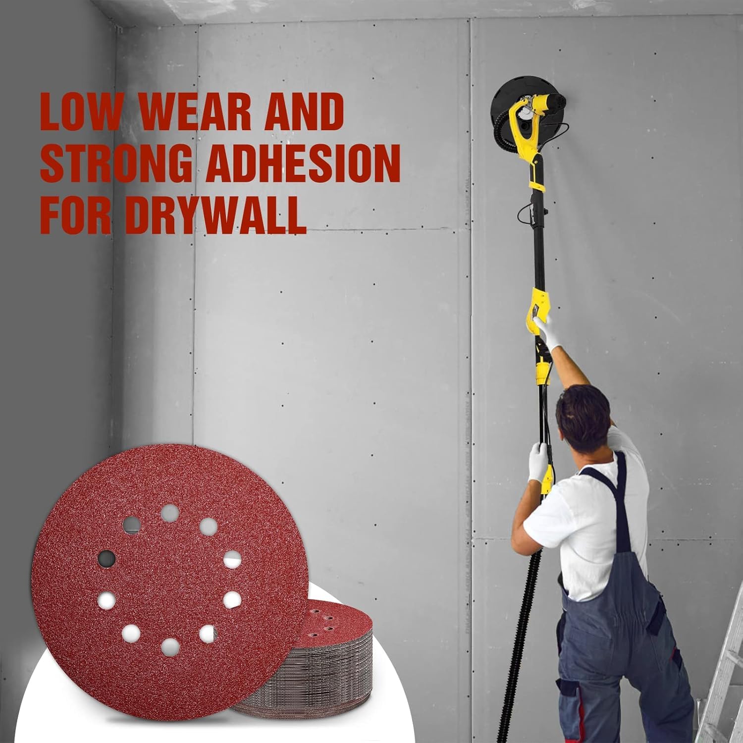 Disco abrasivo a 10 fori da 22,9 cm, grana 80, carta vetrata per cartongesso, 30 pezzi, per levigatrice a soffitto popcorn