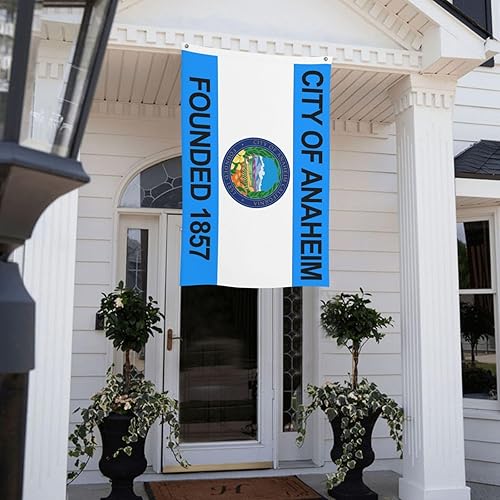 Miniatura 9 de Bandera de doble cara de Anaheim, California (1967-2018, 2019-presente) Bandera de 3 x 5 pies, banderas para exteriores, banderas decorativas