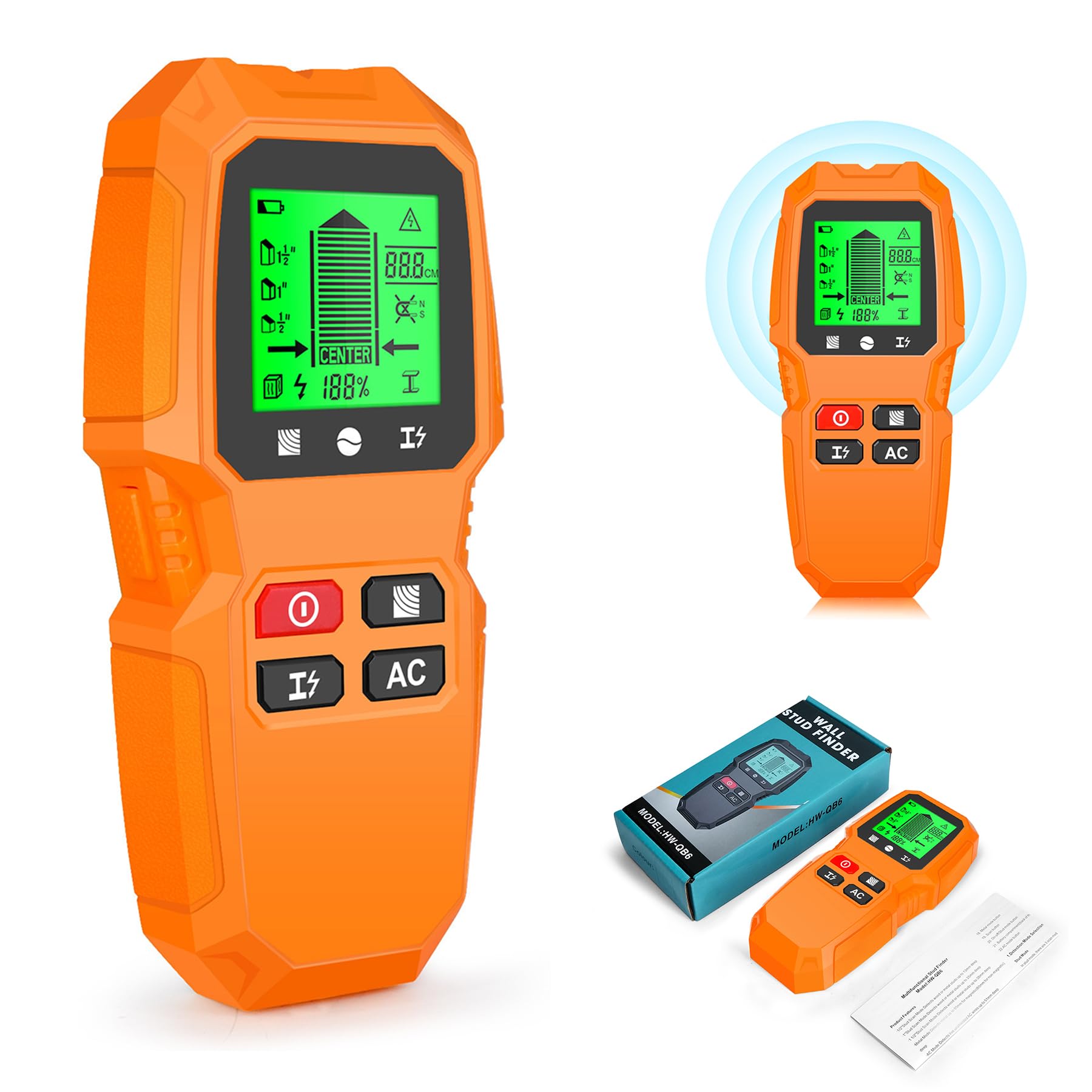 Bewinner5-in-1 Stud Finder Wall Scanner - Electric Wire & Wood/Metal Stud Detector with LCD Display & High Accuracy for UAE Homes