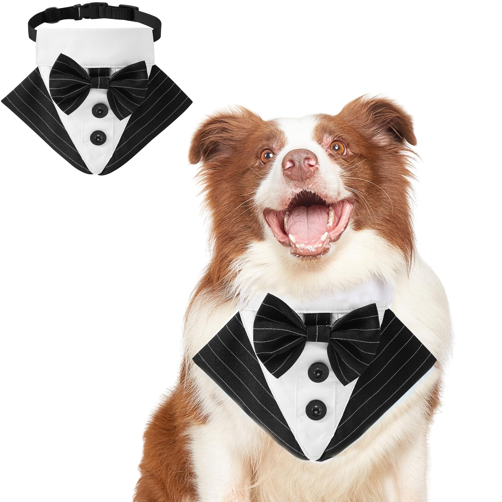BT Bear Dog Tuxedo Collar Bandana,Formal Dog Wedding Bandana Collar Birthday Costume for Cats Puppy Small Dogs Outfit Party,Festival,Black_S