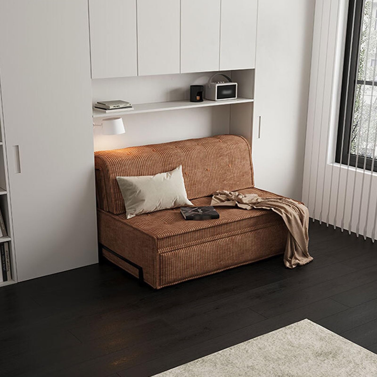 Modern Schlafsesselbett, umwandelbar, Sofa mit Verstellbarer Rückenlehne, geeignet for kleine Wohnungen, Wohnzimmer, Schlafzimmer, Flure Sofa Bett(Weiß)