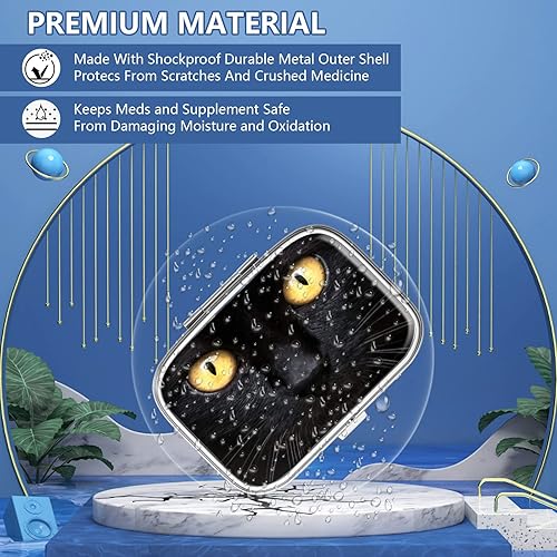 Miniatura 2 de Pastillero de 2 compartimentos para medicina, pastillero portátil para bolsillo o bolso, pastillero decorativo de metal para medicinas, organizador