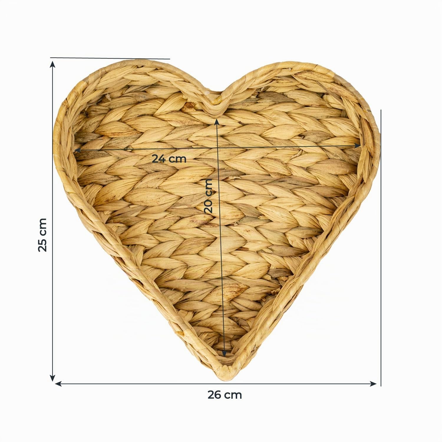 HMF Cesto regalo vuoto, cesto portaoggetti intrecciato in giacinto d'acqua, set da 2 pezzi, a forma di cuore, larghezza 29/26 cm