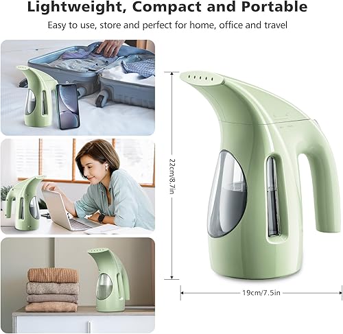 Miniatura 5 de HiLIFE Vaporizador para ropa, diseño portátil de mano, gran capacidad de 8.1 fl oz, 700 W, fuerte vapor penetrante, elimina las arrugas, para el