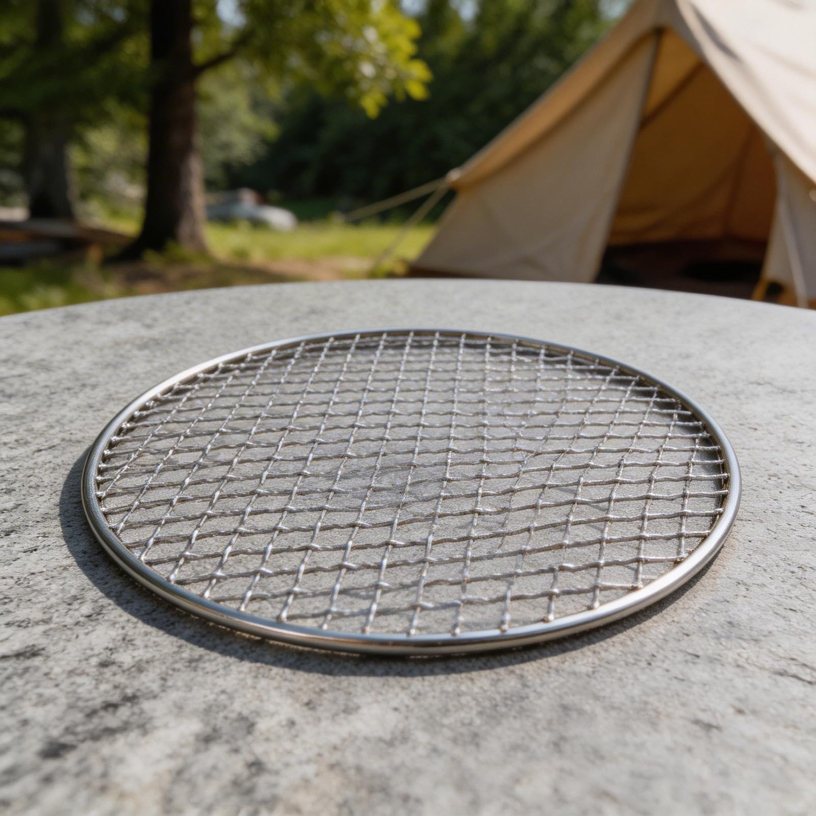 HGCOEYR BBQ Grill Mesh Net, Stainless Steel BBQ Grill Net Silver 28-35cm Even Heat Mesh Rack Camping Backyard BBQ(30.5cm)