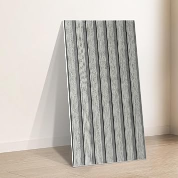 10pcs Peel and Stick Wall Panels 30x60cm Self-Adhesive Wood Effect Wall Panels, 3mm Thick Waterproof Insulating Wallpaper for Kitchen,Living Room,Bedroom,Ceilings - Grey
