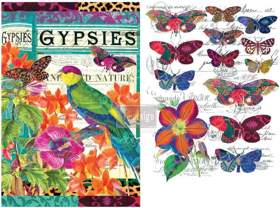 Redesign Décor Transfers® Boho Bird Butterfly 24x35,Wall Decals DIY Wallpaper Wall Stickers Murals Decor Furniture Decoration