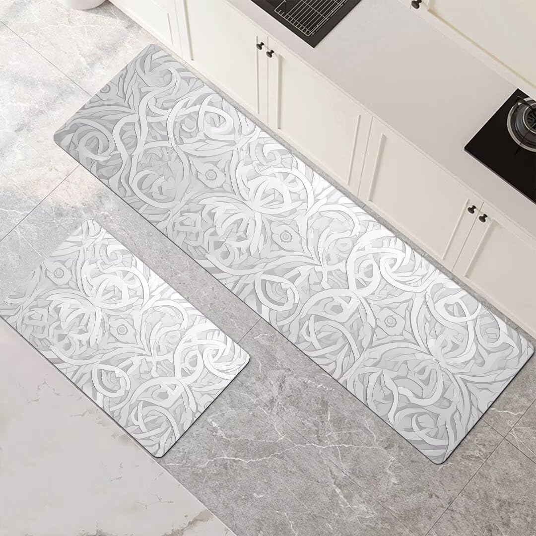 Alfombras de cocina lavables y antideslizantes de secado rápido gris en pack de 2 piezas
