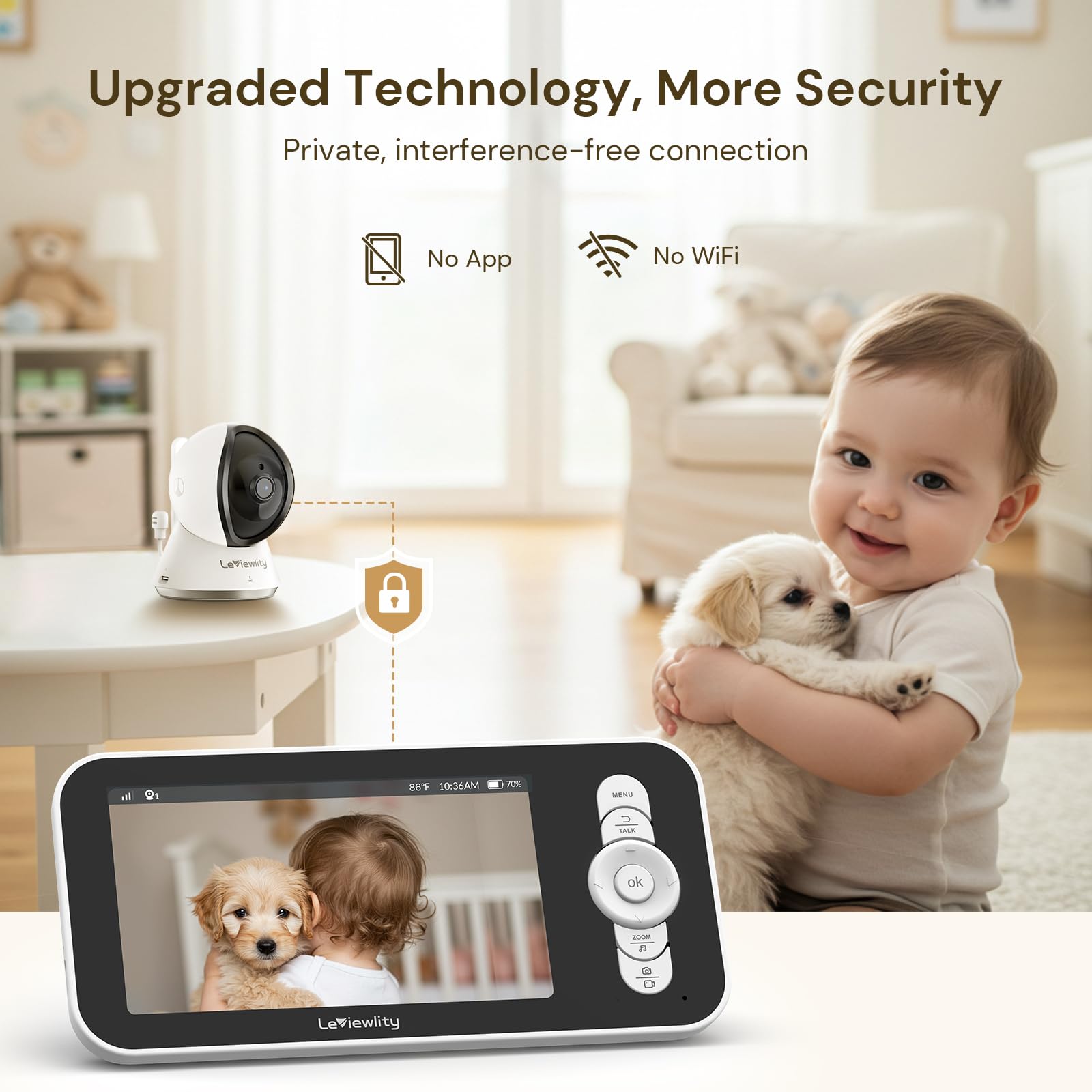 Moniteur pour bébé avec caméra et audio, moniteur vidéo HD 1080p de 5 pouces avec batterie de 30 heures, 5000 mAh et portée de 305 m, zoom 8x, vision nocturne infrarouge, mode VOX,