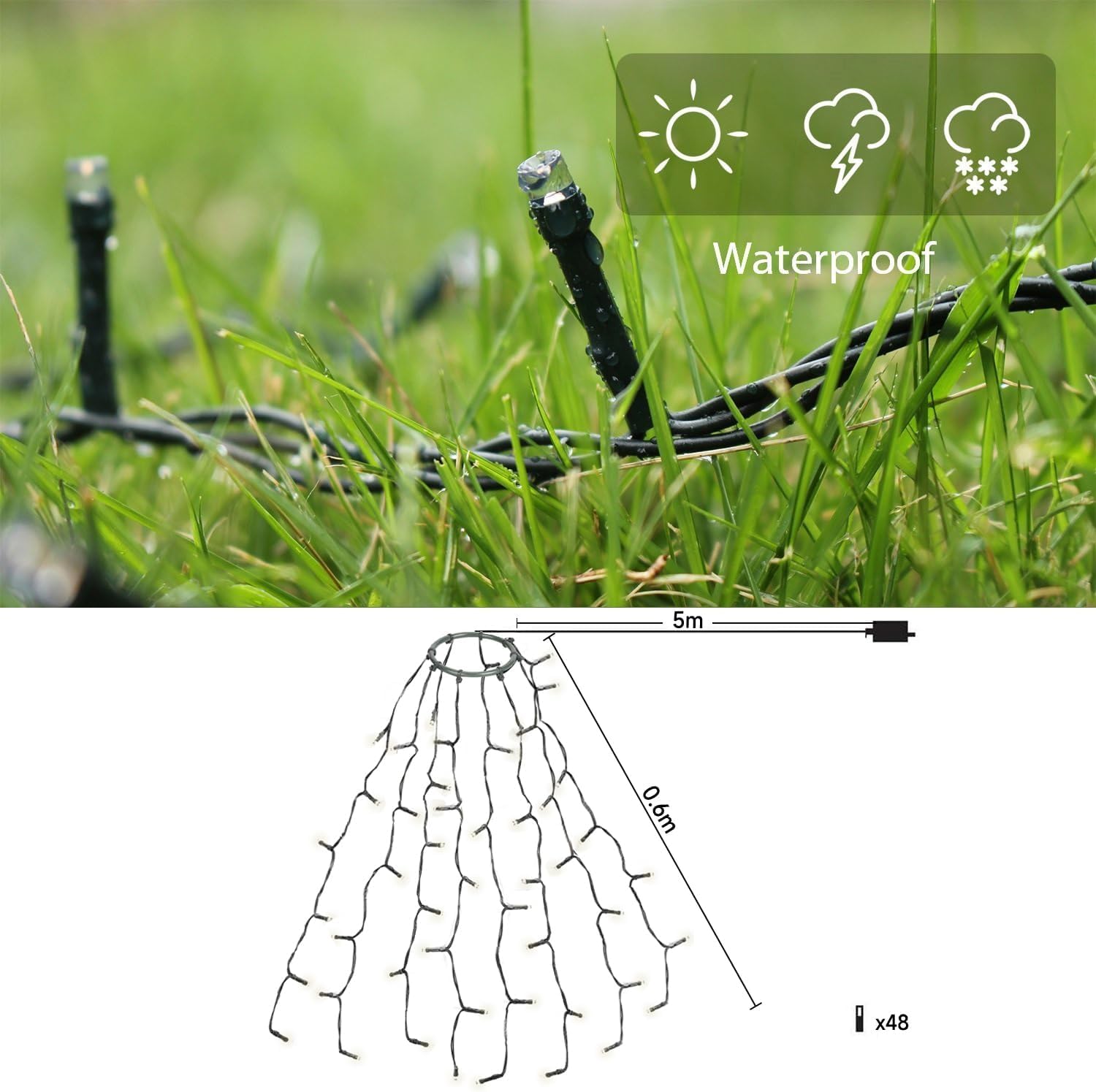 SALCAR Christmas Tree Lights, 2m x 8 Strands 280 LED Fairy Lights for 6-8ft Christmas Tree, Easy to Install - Image 3