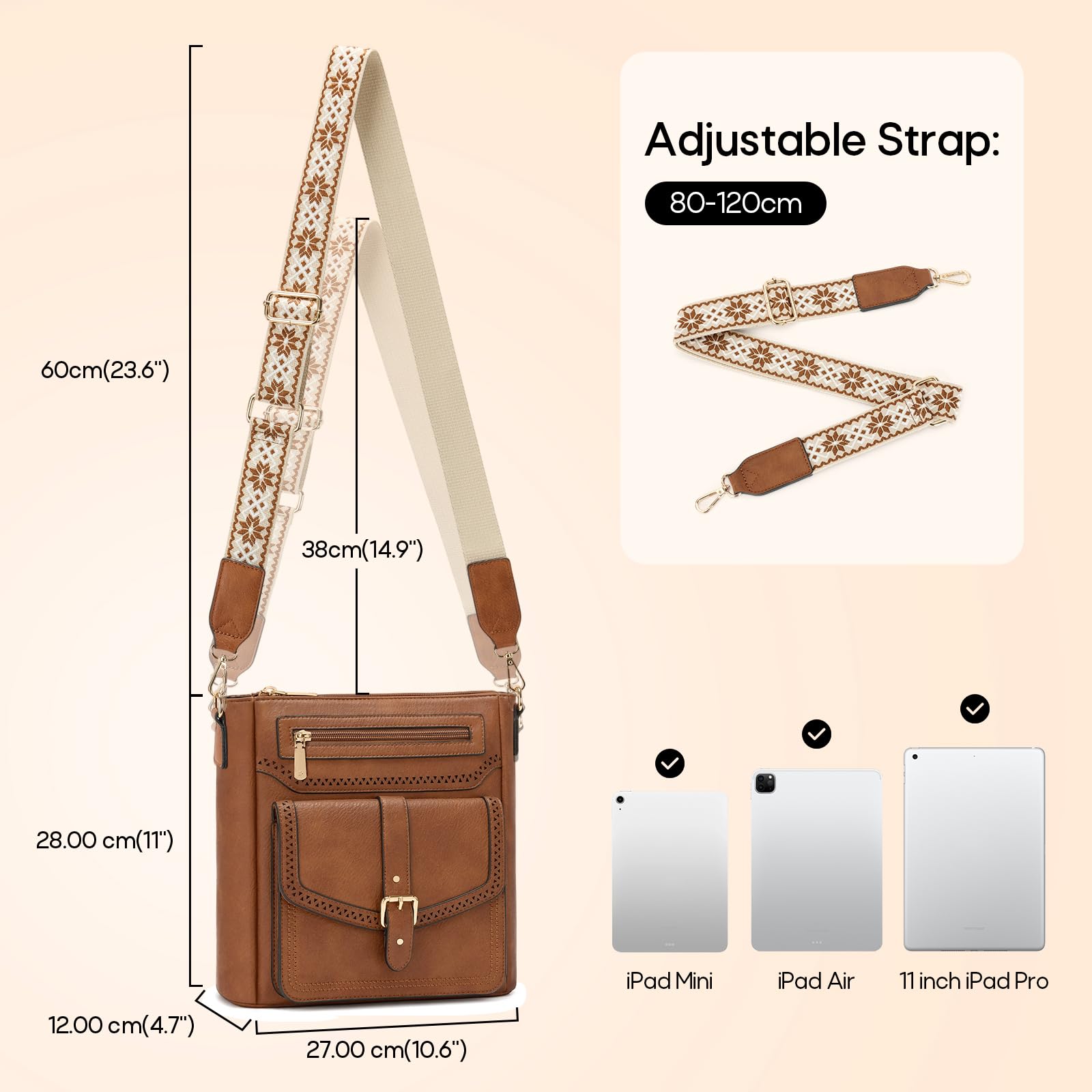 RAINSMORE Sac Bandoulière Femme Sac a Main Femme en Cuir PU Souple