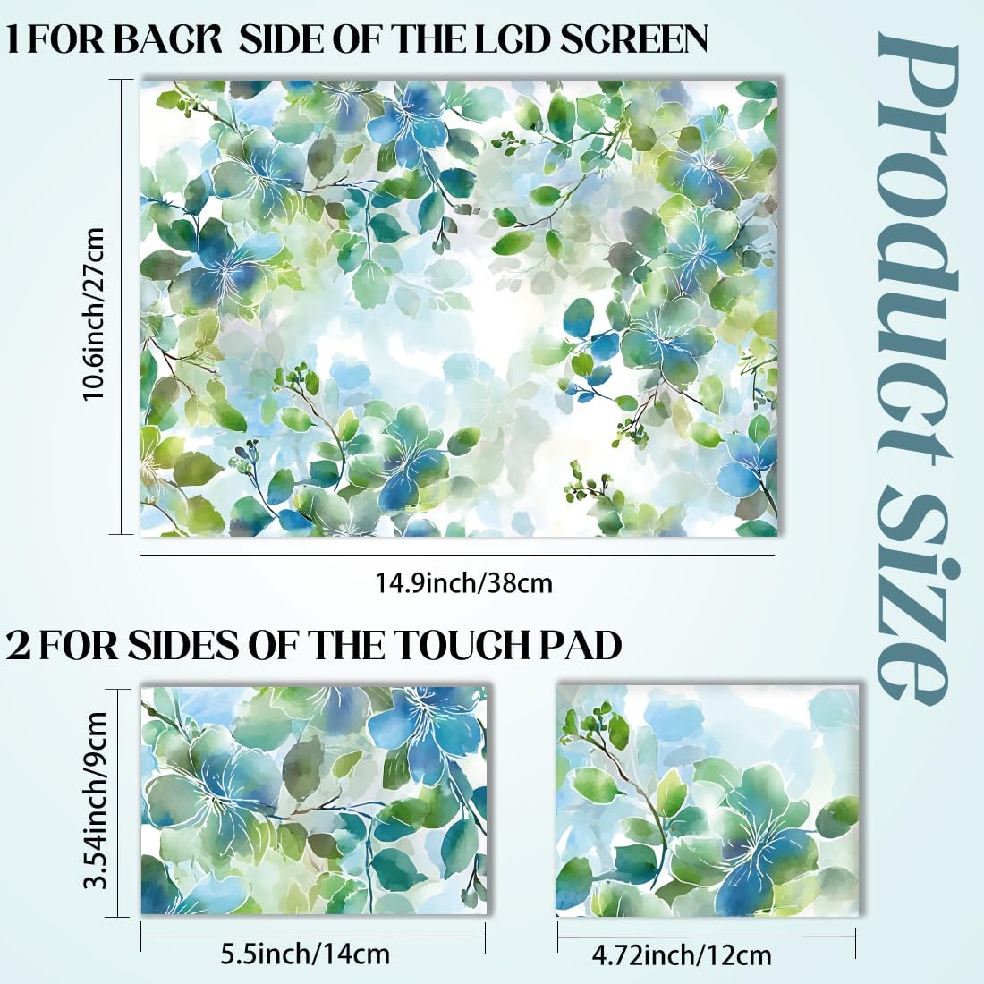 SUPERDANT Laptop Skin Sticker Watercolor Leaves Laptop Decals Personalized Universal Notebook Computer Wrap Vinyl Skin Stickers Cover Art Decal Removable 12-15.6 in Waterproof Scratch-Resistant Gifts image 2