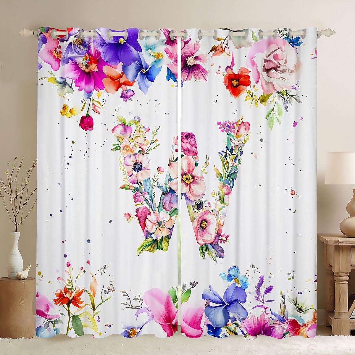 Rideau Occultant Rose Style Frais Noeud Papillon Coquet Fleurs Homewish