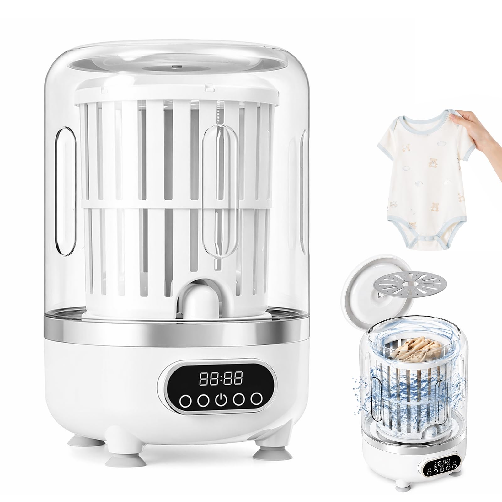 Mini Lavadoras Portatil, 3L Minilavadora de Trapos Lavadora Portátil para Ropa Interior, Lavadora Pequeña Electrodoméstico Compacto para Prendas Delicadas Calcetines Toallas
