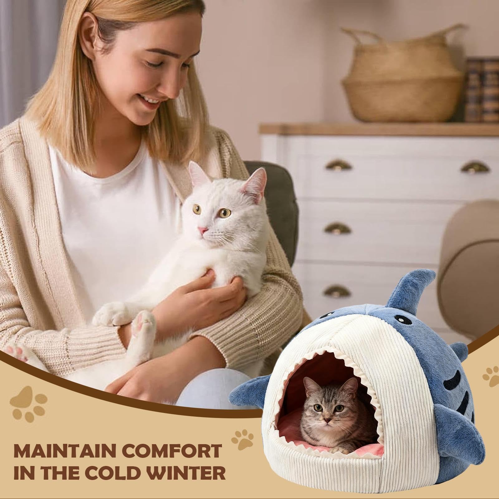 Casa De Tiburón De Felpa Lavable: para Gato/Perro Pequeño, Escondite Y Duradero, Muebles De Interior Duraderos, Solución Ideal para Dormir | Rincón Relajante Y Confiable para Dormitorio