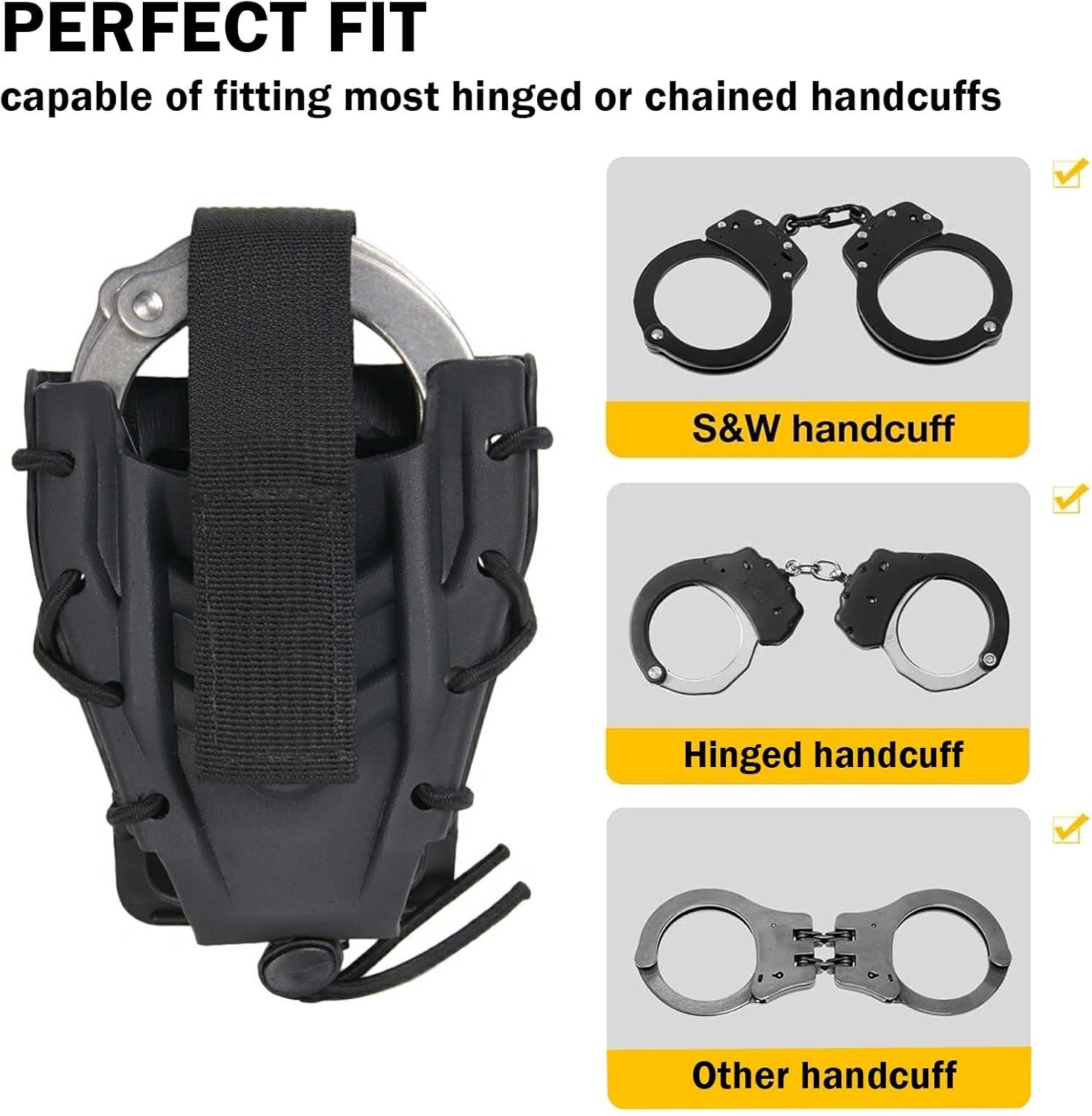 Handcuff Holster, Open Top Handcuff Case, Cuff Pouch, Cuff Holder. Fit S&W Handcuff/Hinged Handcuff/Other Handcuff (1 Pcs)