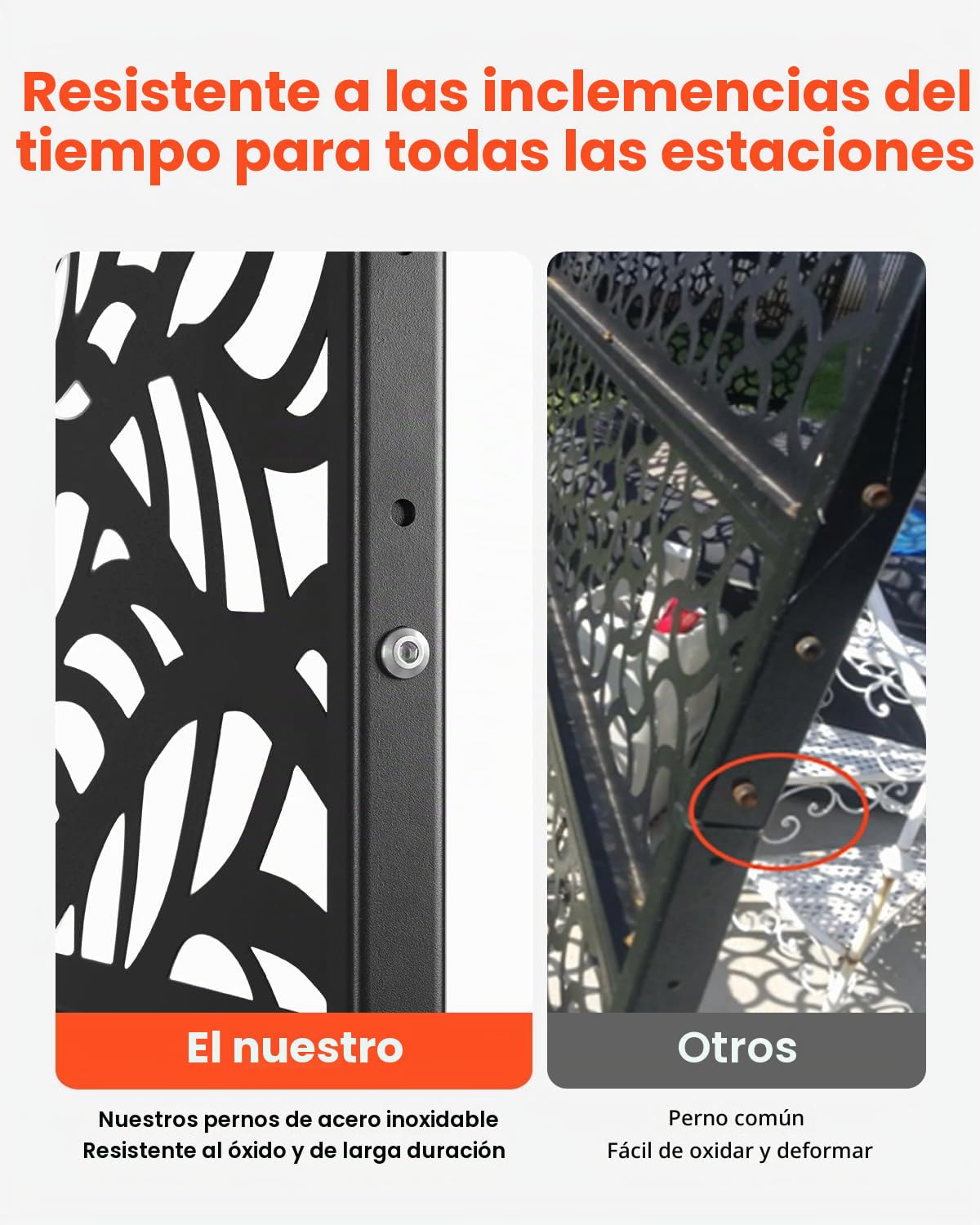 VEVOR Mampara de Privacidad de Metal de 120 x 50,8 x 183 cm con Soporte, Mamparas y Paneles de Privacidad Independiente para Exteriores de 3 Paneles para Jardín, Balcón, Patio, Habitación, Negro
