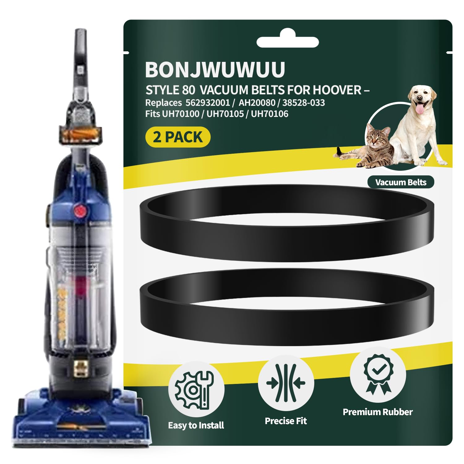 Vacuum Belts for Hoover WindTunnel T-Series Elite Rewind Upright UH70100