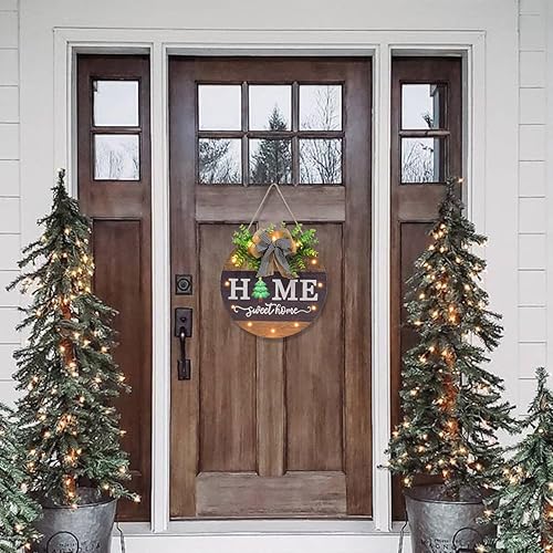 Vista 34 de Letrero de bienvenida intercambiable para puerta delantera con 14 iconos intercambiables, decoración de porche delantero de granja, letrero de pared