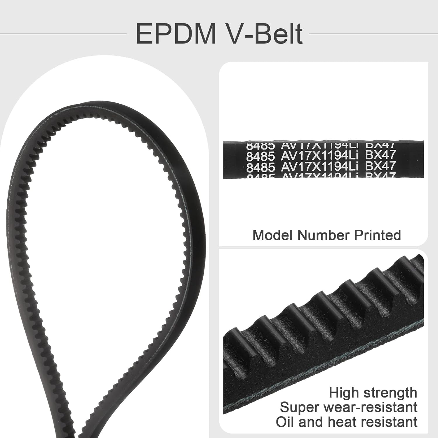 uxcell 2 Pcs BX47 EPDM V-Belt, Raw Edge Cogged Industrial Rubber V Belt 0.67" Width x 47" Inside Circumference