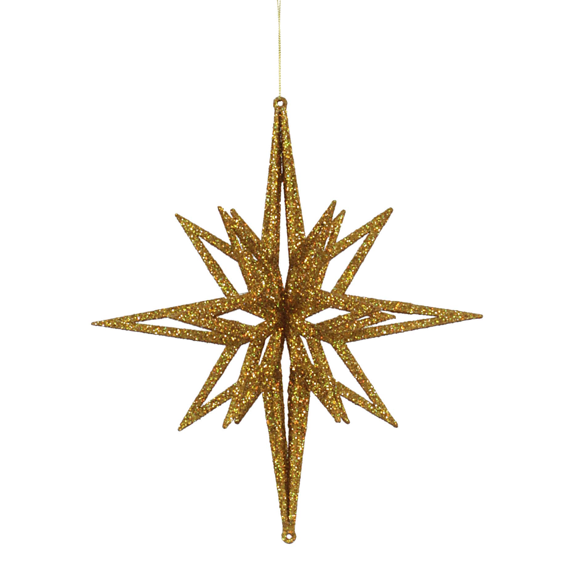 Vickerman 3D Star, 12", Gold Glitter