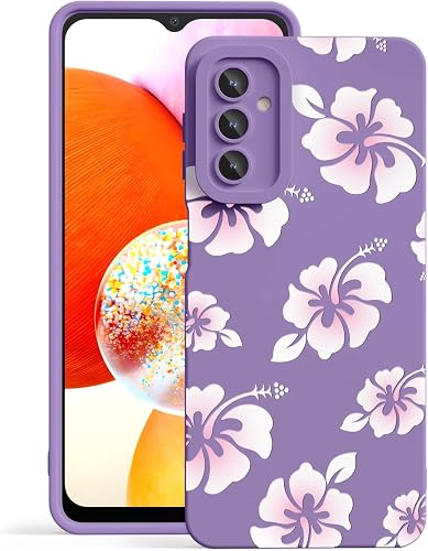CASBST for Galaxy A14 5G Phone Case, Printed Silicone, Light Pink Hibiscus