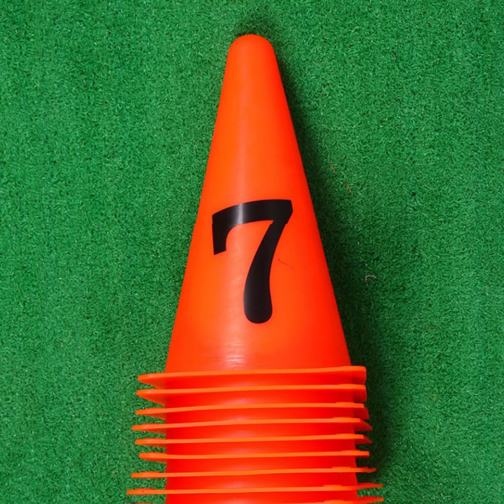 VOSAREA 10 Stücke Markierungshütchen Zahlen 1-10 Markierungskegel Trainingskegel Markierkegel Sport Fußball Hütchen Slalom für Sport Basketball Training Disc Marker Set
