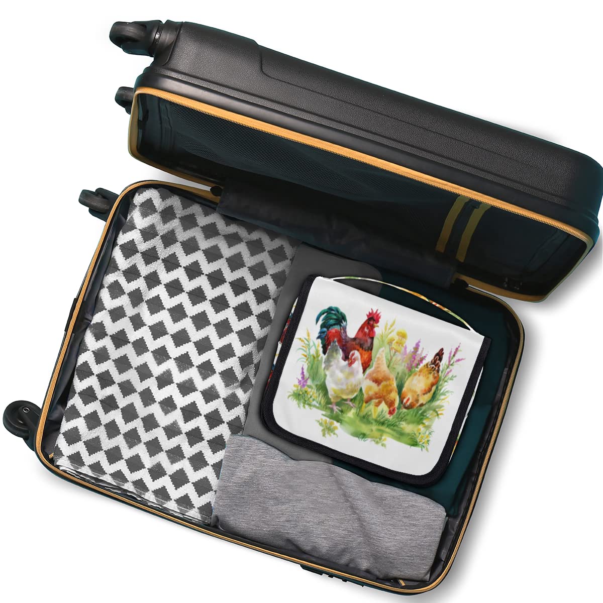 Kurczaki podróżna kosmetyczka kurczaki kogut torba do mycia torebka unisex wiszące przybory toaletowe organizer kosmetyczny, wielobarwny, Jeden rozmiar