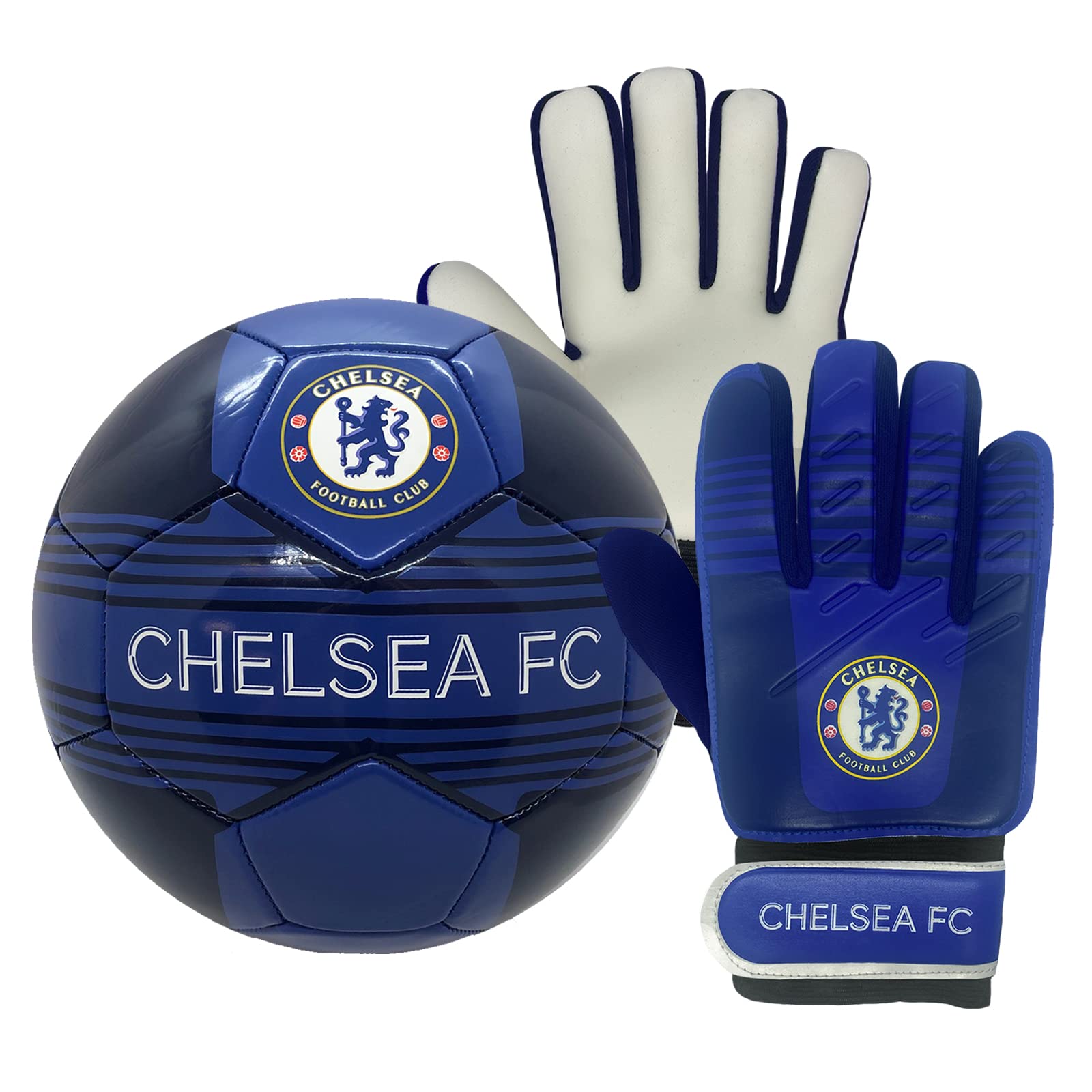 Chelsea FC - Kinder Fußball-Set - Torwarthandschuhe & Fußball - Offizielles Merchandise Größe 4