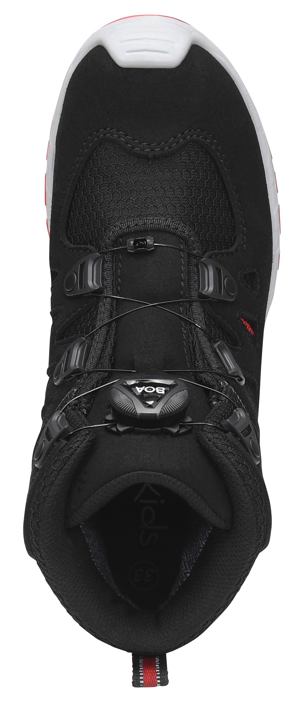 ELTEN MADDOX Kids BOA black-red Mid | Outdoorschuhe für Waldkindergarten, Wandern und Spielen - wasserdicht, leicht, atmungsaktiv