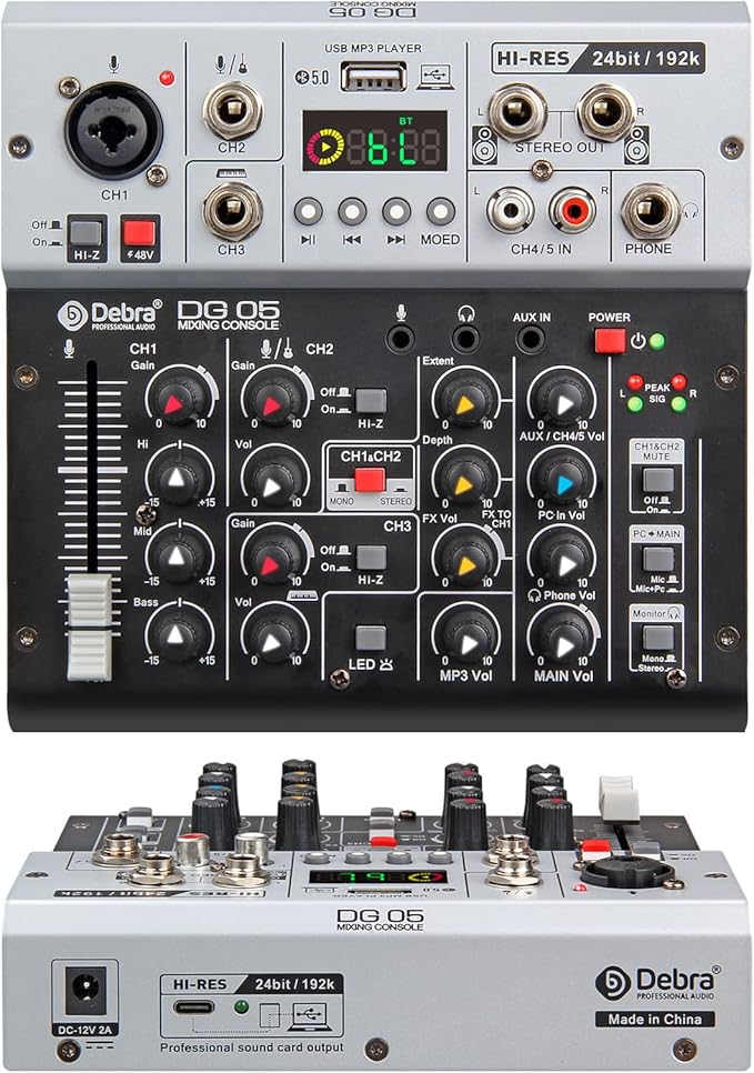 D Debra Professional Audio Mixer DG05, 5 Channel Sound