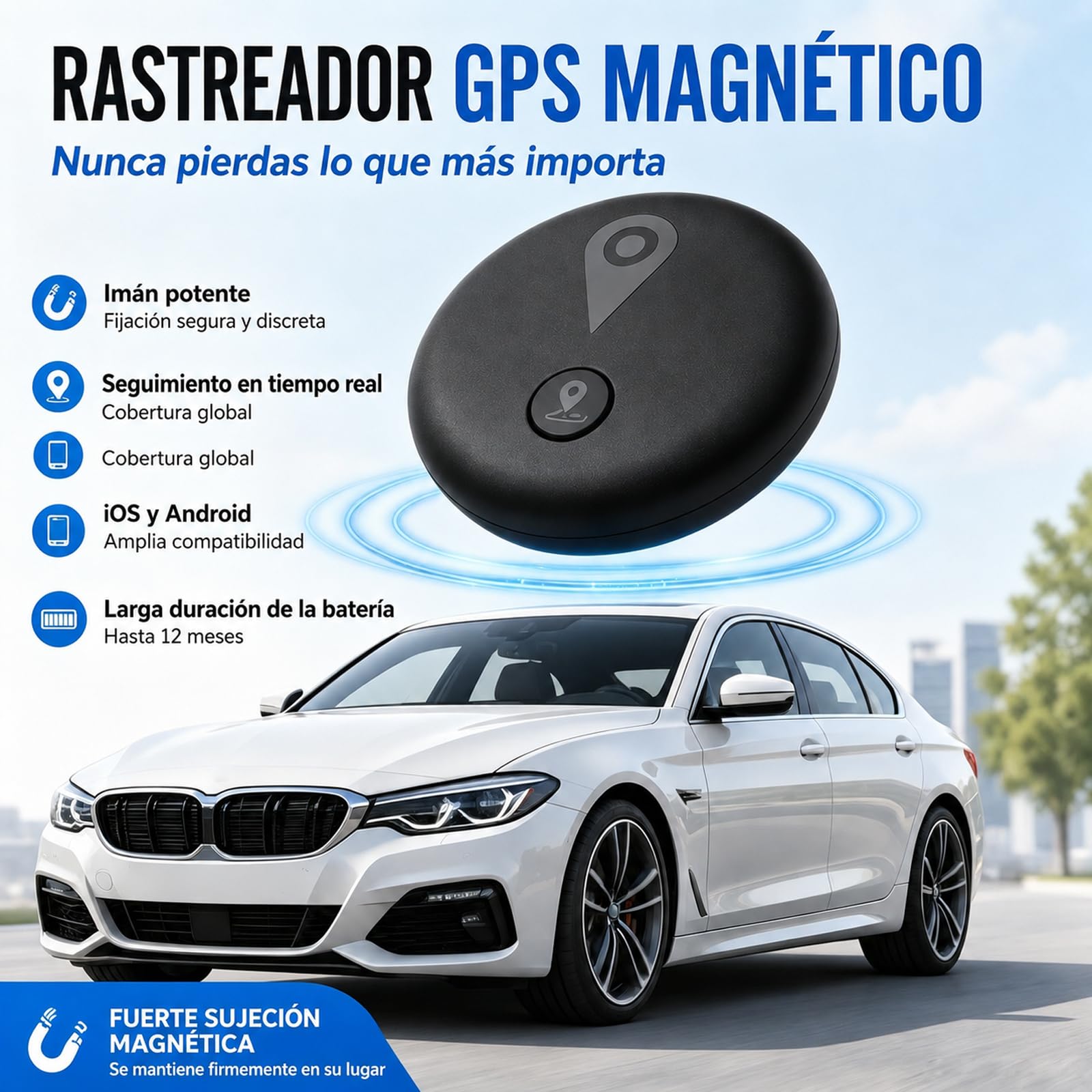 GPS Tracker Auto,Magnetisch GPS-Tracker Ohne ABO (Kompatibel mit iOS & Android),Globale Abdeckung Weltweite IP67 für Fahrzeuge,Motorräder/Fahrrad/Gepäck