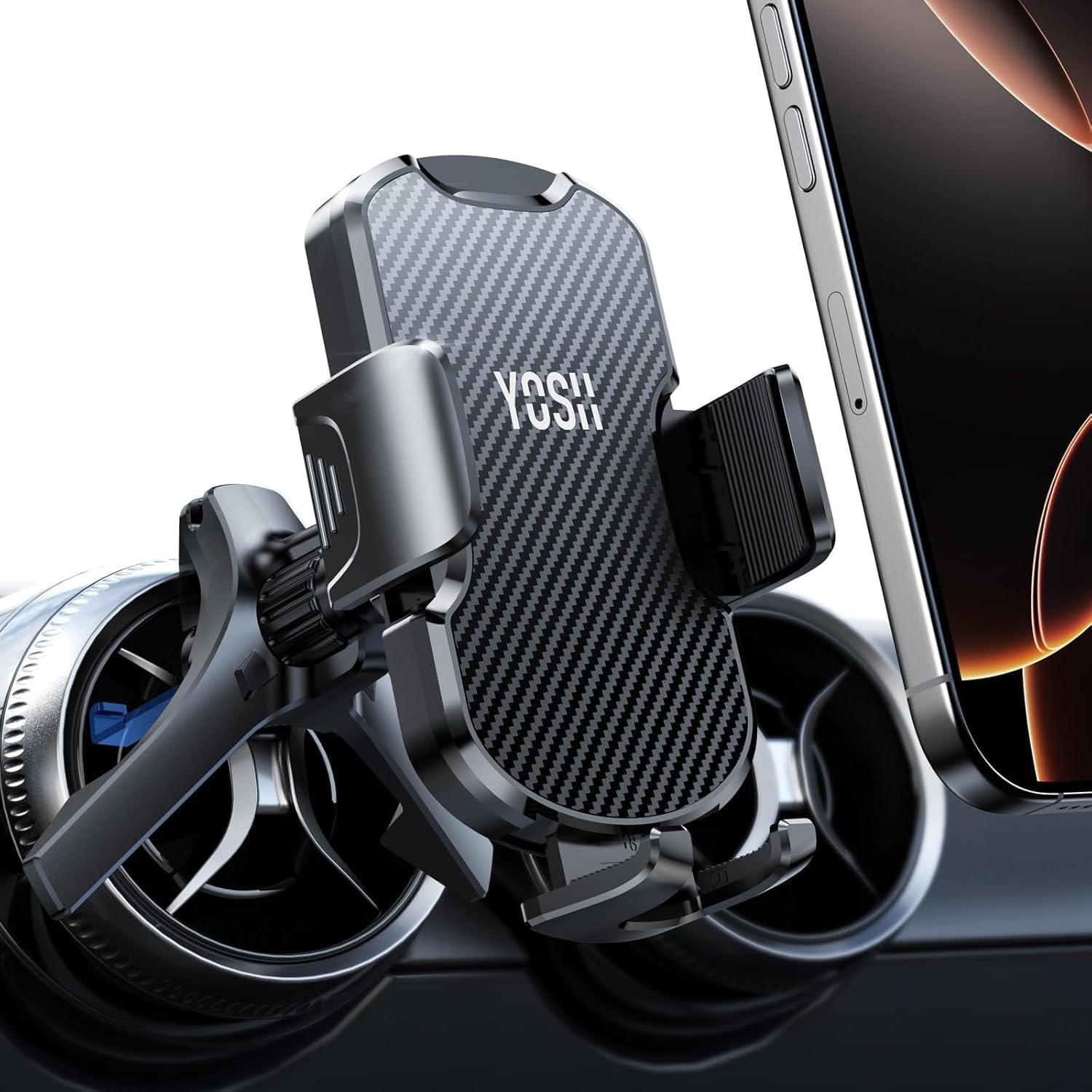 YOSH Handyhalterung Auto für Mercedes Lüftung Rund, Kompatibel mit A/B/C/V-Klasse, GLA/GLC/GLK, Mit stabilem Dreieckshaken-Design, für iPhone Samsung Pixel Streifenoptik