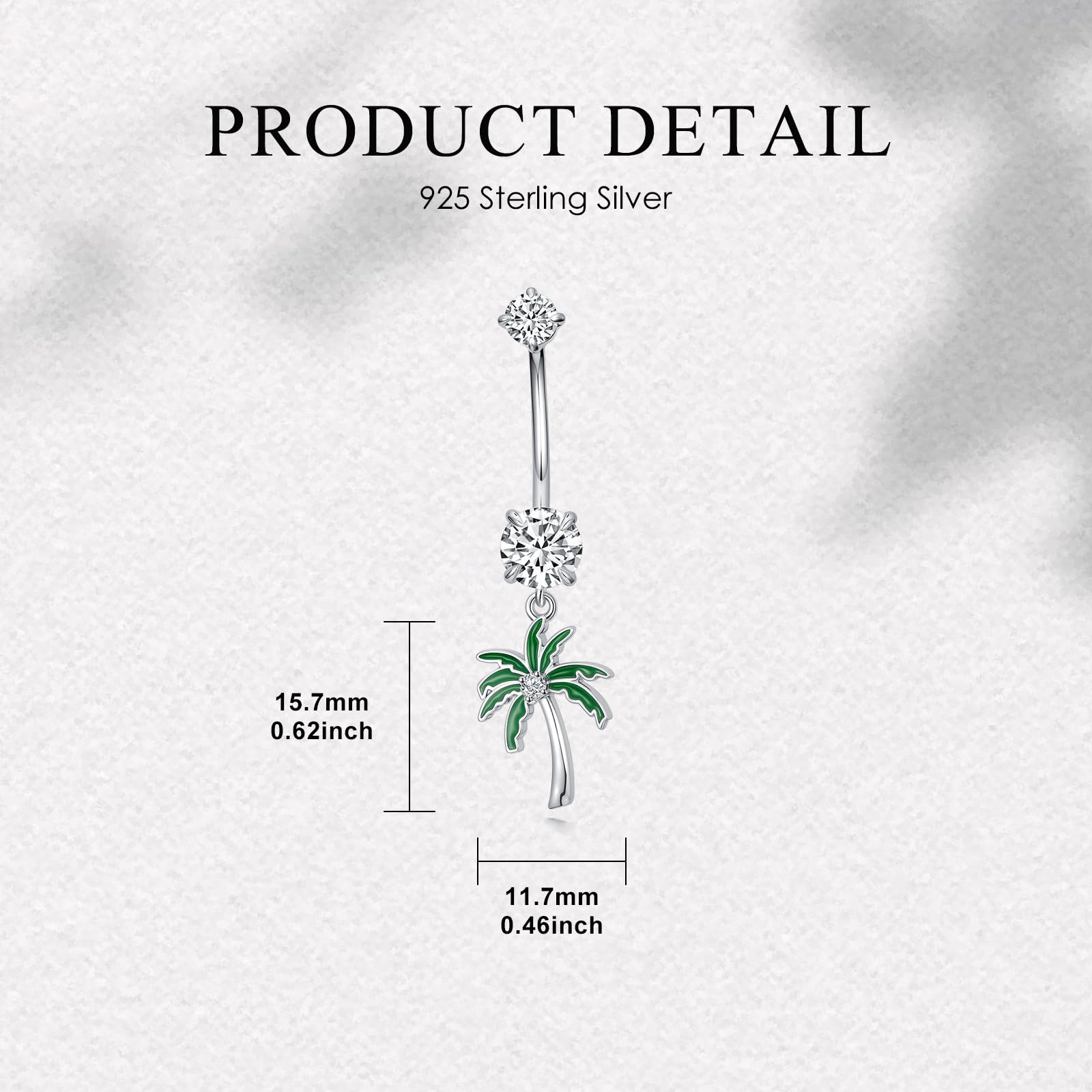 PROESS Bauchnabelringe Palme 925 Sterling Silber Bauchpiercing Schmuck Hypoallergenene Bauchnabelringe Geschenke für Frauen