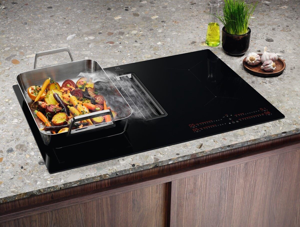 KCC83410CK - Piano Cottura Induzione 4 Fuochi con Cappa Integrata Aspirante 80 cm Nero