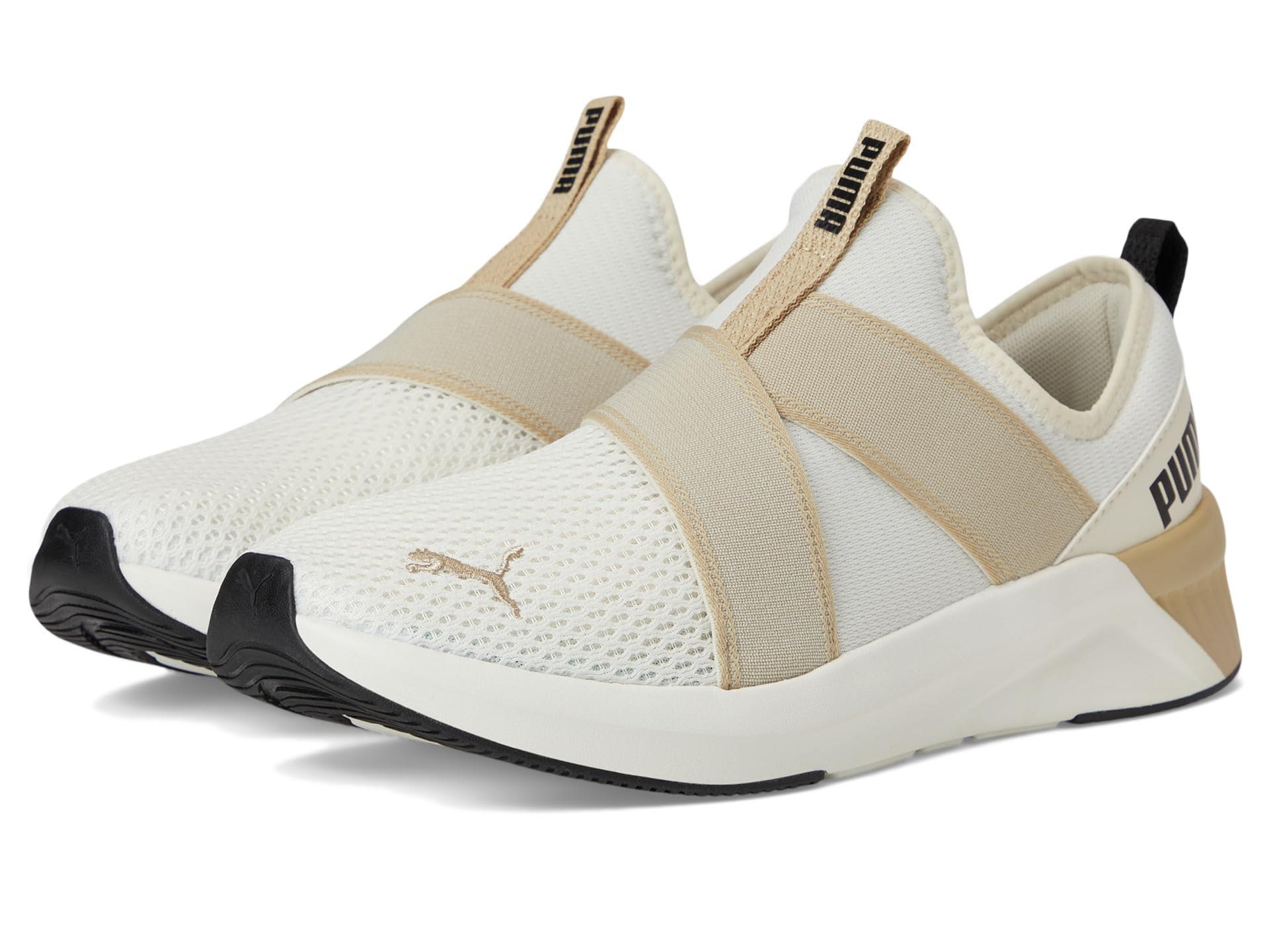 PUMA Women's Softride Harli Slip-On Cross Training Shoes Sneaker, Warm White-Toasted Almond Black, 8