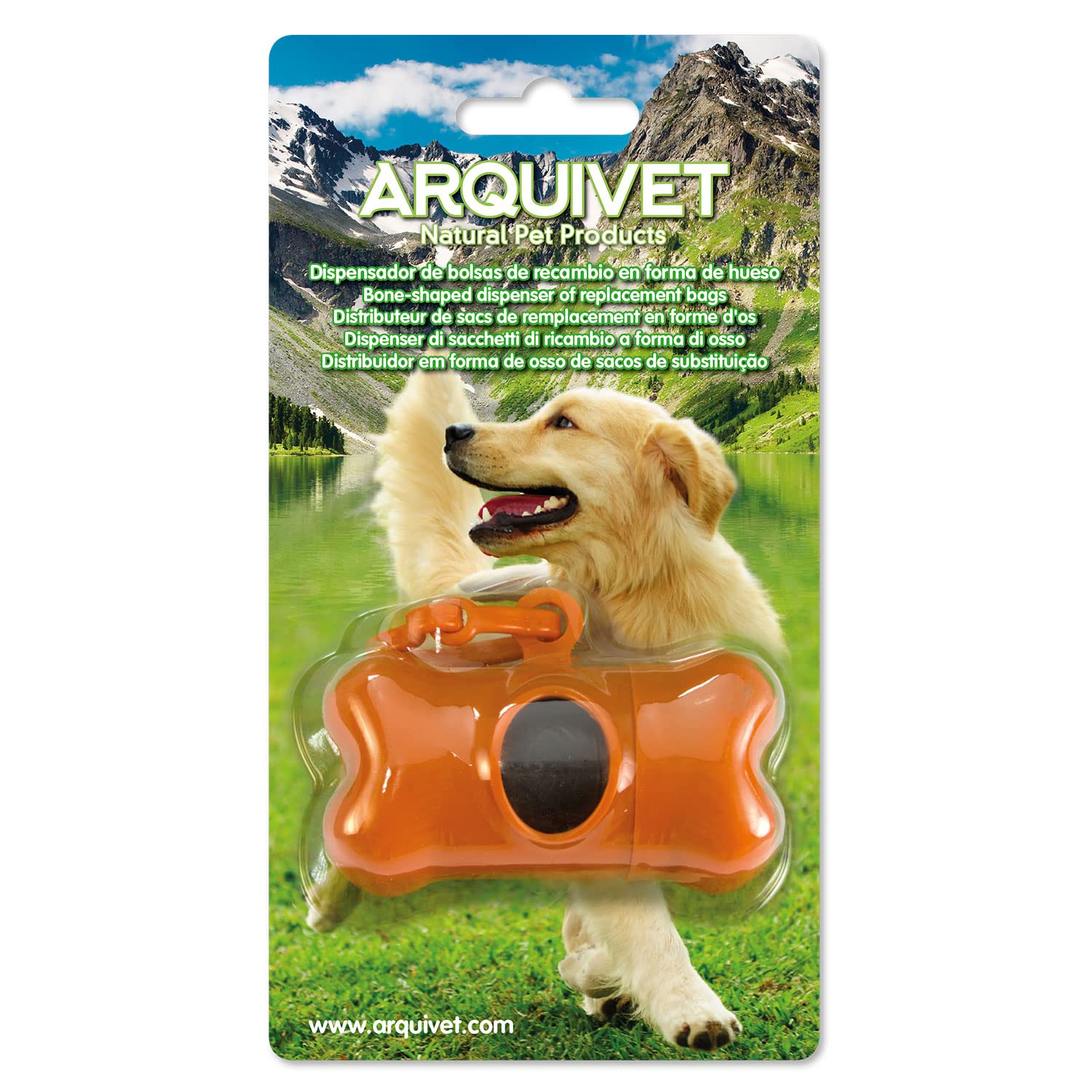 Arquivet Dispensador de Bolsas de excrementos para Perros en Forma de Hueso - Incluye 1 Rollo de Bolsas con 15 Unidades - para Recoger excrementos cacas o desechos - Dispensador
