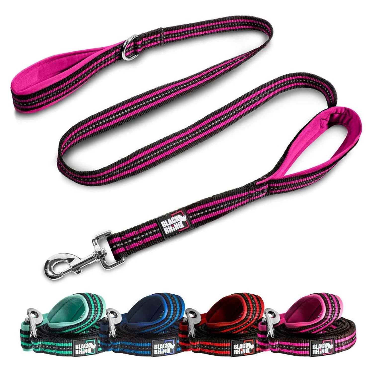 Black Rhino Heavy Duty Dog Leash for Medium and Large Dogs - 5 ft Long Double Handle Dog Leash with Padded Traffic Control...