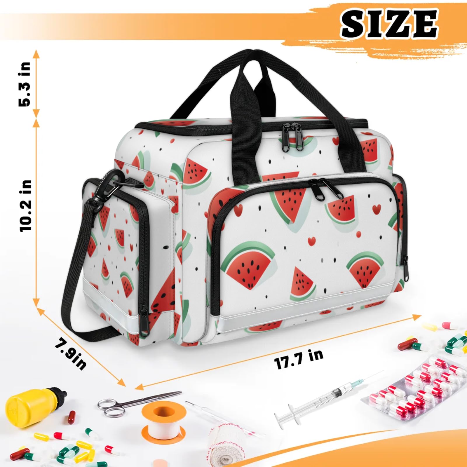 GzLeyigou First Aid Bags Empty, Fresh Watermelon Emergency Bag First Aid Kit Multiple Compartment Kit Carrier On Call Trauma Bag For Paramedics Emergency Medical Supplies Kit